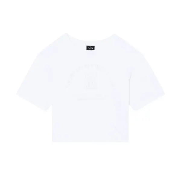 Cropped t-shirt in cotton jersey white Xs