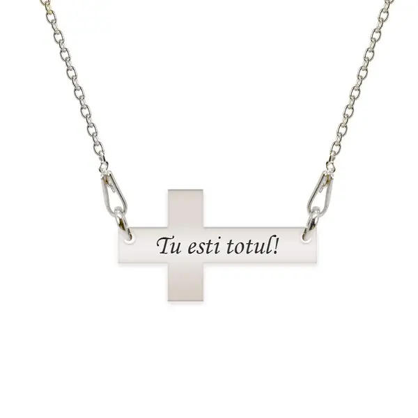 Crux - Colier personalizat argint 925 cruce cu text