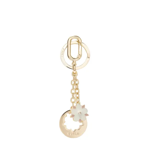 Crystal keyring flower panna + anemone pink