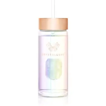 Crystallove Clear Quartz Straw Water Bottle sticlă pentru apă cu pai