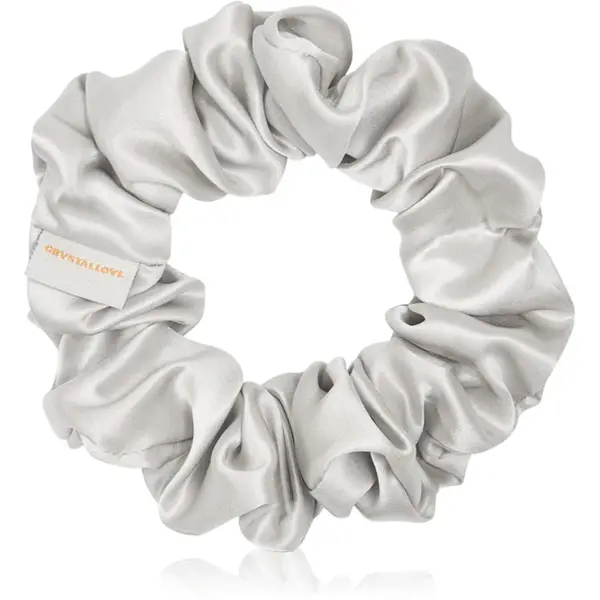 Crystallove Silk Scrunchie elastic pentru păr din mătase Silver 1 buc