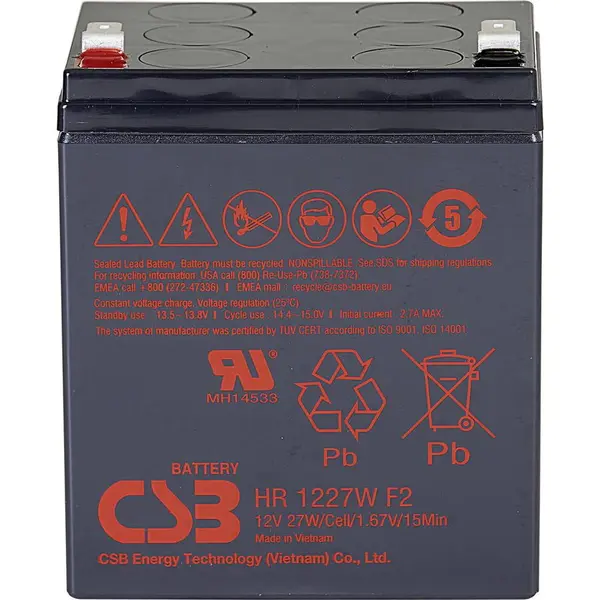 CSB Baterie CSB HR 1227W de mare putere HR1227WF2 VRLA 12 V 6.2 Ah AGM (L x Î x A) 90 x 106 x 70 mm Terminal cu lamă de 6.35 mm, 4.8 m