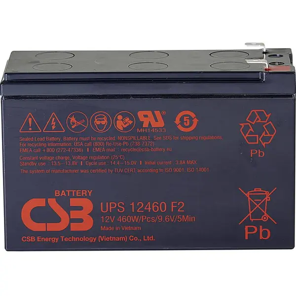 CSB BATTERY CSB Battery UPS12460F2 Re-battery: acid-lead, 12V, 9Ah, AGM, 460 W