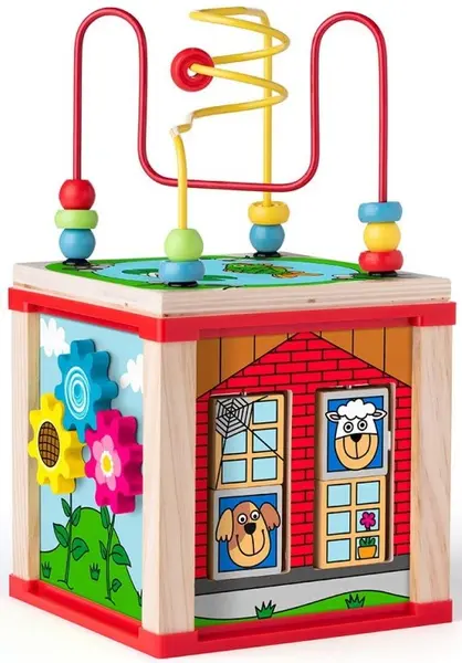 Cub didactic educativ din lemn Woody