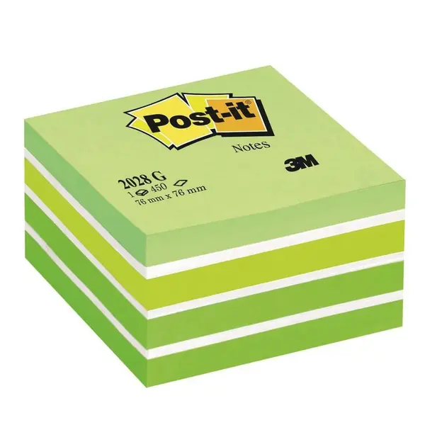 Cub notite adezive Post-it ® Aquarelle 76mm x 76mm 450 file/bucata Notite adezive Post-It Aquarelle 450 file verde