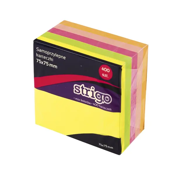 Cub Notite Adezive Strigo, 75A 75 mm, 400 File, Neon