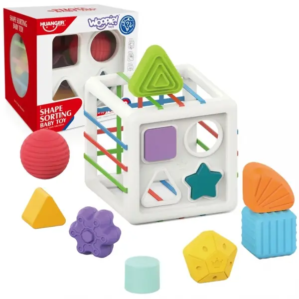 Cub senzorial flexibil sorter Haba - Forme colorate, 11 piese