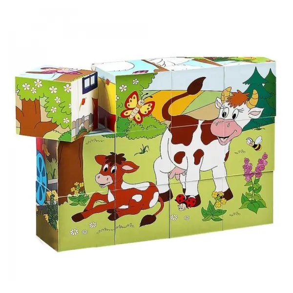 Cubulete din lemn Woody - Trenul vesel - Animale si anotimpuri