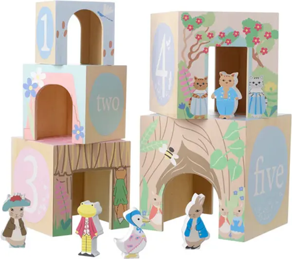 Cuburi de stivuire din lemnOrange Tree Toys Peter Rabbit