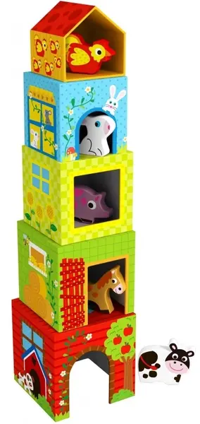 Cuburi educative Woopie - Fermă, 10 piese