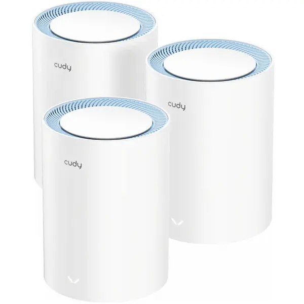 Cudy Router wireless Cudy M1200 3-PACK sistem Wi-Fi tip retea Banda dubla (2.4 GHz/ 5 GHz) Wi-Fi 5 (802.11ac) Alb 1 Intern