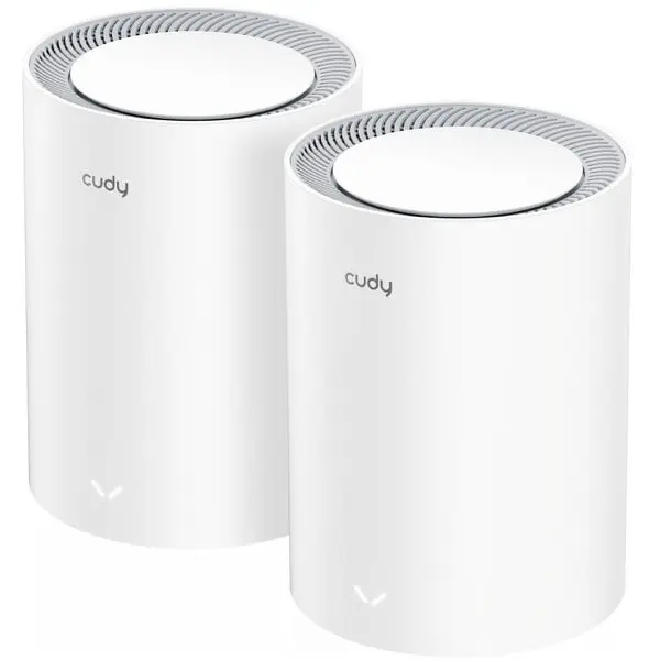 Cudy Sistem Wi-Fi Mesh Cudy M3000(2-pack), AX3000, Dual-Band, Wi-Fi 6, 2.5G Port, cu acoperire pentru intreaga casa, Alb