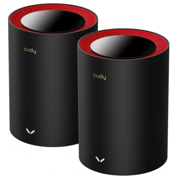 Cudy Sistem Wi-Fi Mesh Cudy M3000(2-pack), AX3000, Dual-Band, Wi-Fi 6, 2.5G Port, cu acoperire pentru intreaga casa, Negru