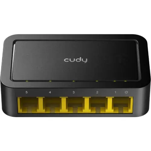 Cudy Switch Cudy FS105, 5 porturi 10/100 Mbps RJ 45, carcasa metalica, negru