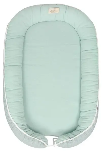 Cuib dublu pentru bebeluși Baby Matex - Prestige Muslin, verde deschis