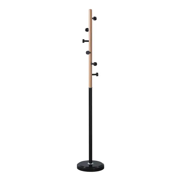 Cuier cu agățători Sinem, Metal, Negru-Natural, 30x175 cm