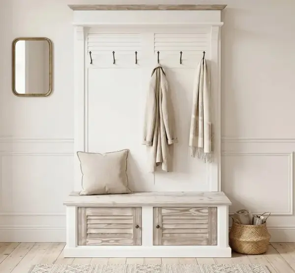 Cuier cu design Shutter cu doua usi cu finisaj White / Dove Grey