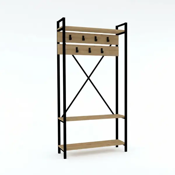Cuier cu pantofar Alfa, Stejar, 90x180x34 cm