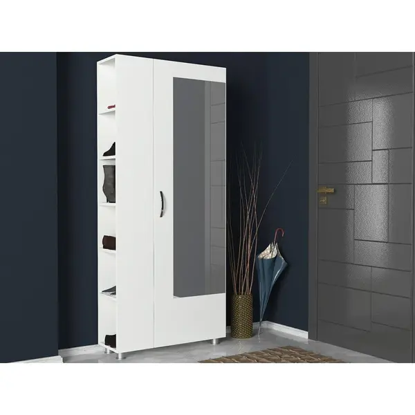 Cuier cu pantofar Meyra, Alb, 80x185x29 cm