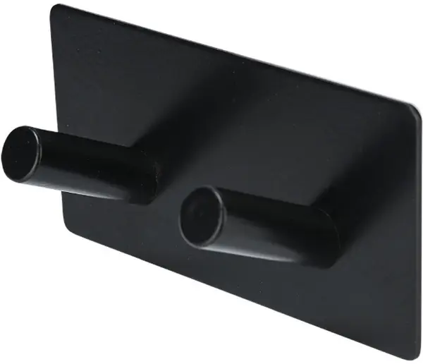 Cuier dublu de perete Estia - Dreptunghiular, 9 x 3 x 4.6 cm, negru