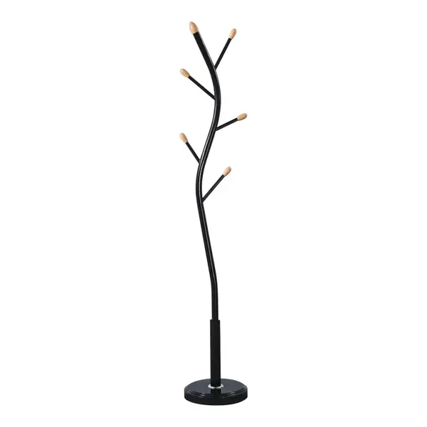 Cuier metalic Portu, Metal, Negru - Natural, 30x170 cm