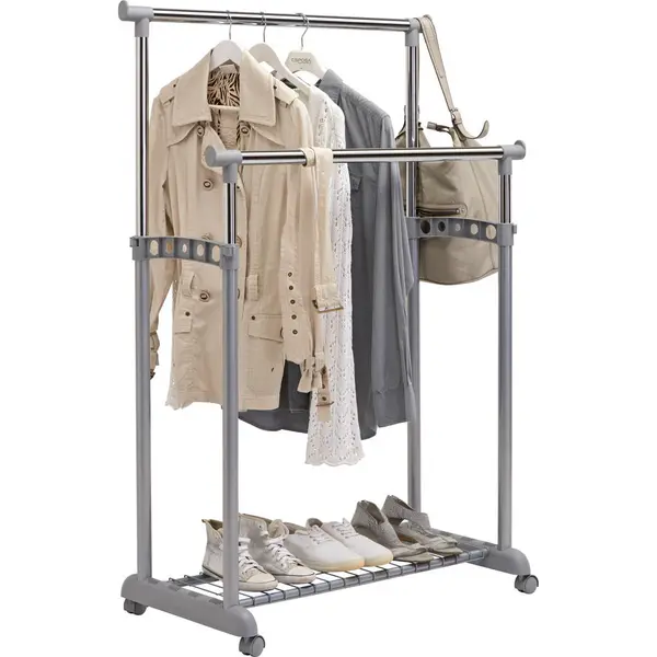 Cuier Mobil Cu Raft Pantofi culoare aluminiu, culoare crom, 85/100-178/43 cm