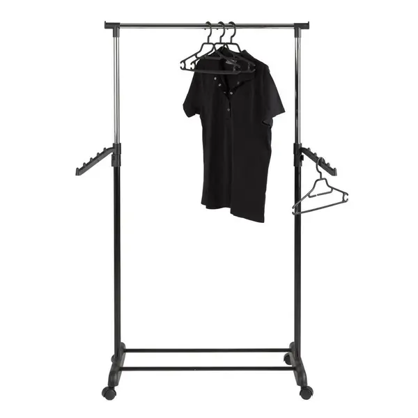 Cuier Mobil Cu Raft Pantofi negru, culoare crom, 81/100-177/42 cm