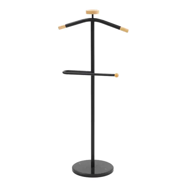 Cuier pentru haine cu funcție de organizare Jolma, Metal-lemn, Alb, 30x111 cm