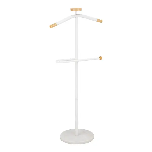 Cuier pentru haine cu funcție de organizare Jolma, Metal-lemn, Alb, 30x111 cm