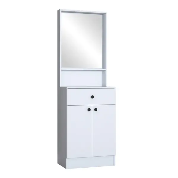 Cuier Rockder cu oglinda, Alb, 60x35x182 cm