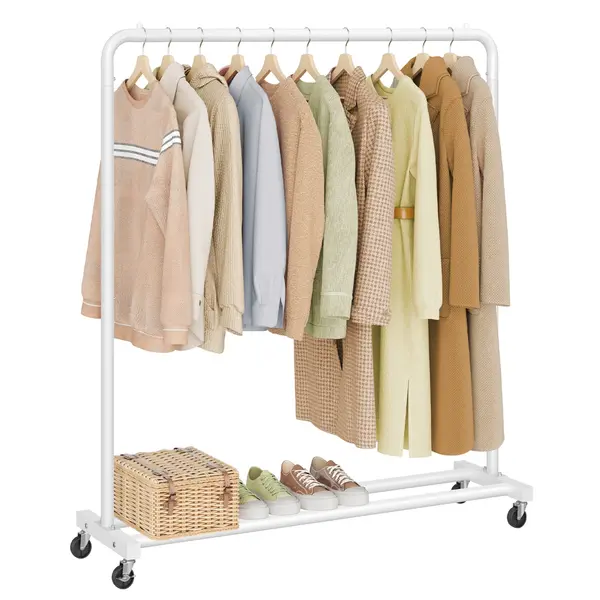 Cuier stander cu roti Pataye Alb 110x38x141.5 cm