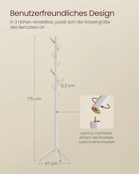 Cuier Vasagle Bej 47x47x175 cm