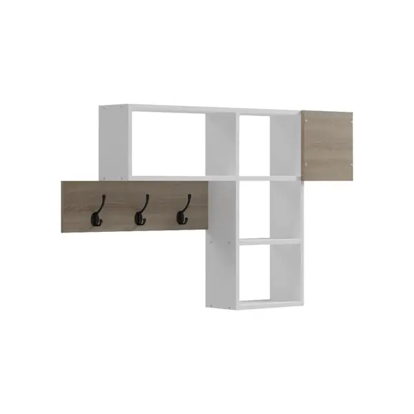 Cuier Wenia, Stil Sonoma-Alb, Lemn, 99x15x61 cm