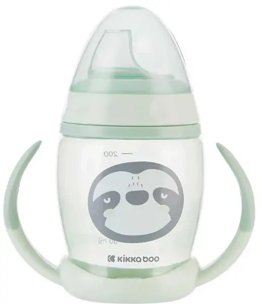 Cupă cu vârf de silicon KikkaBoo - Happy face, Mint, 200 ml