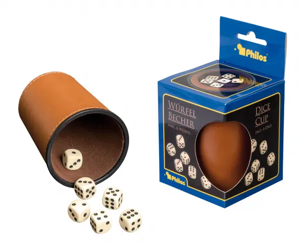 Cupa din piele cu 6 zaruri
