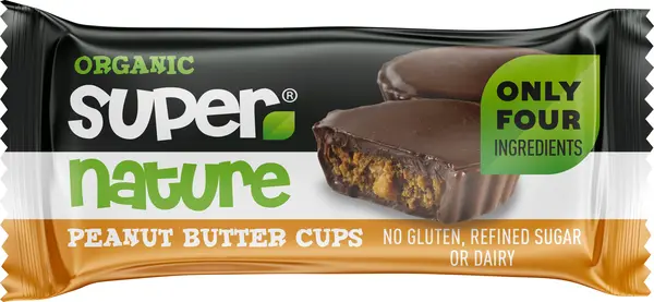 Cupe de ciocolata cu unt de arahide bio - Super Nature 40 g | Supernature