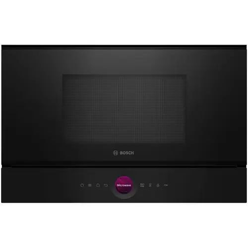 Cuptor cu microunde incorporabil Bosch Series 8 BFL7221B1, 21 l, 900 W, Autocuratare hidrolitica, 20 functii , Negru