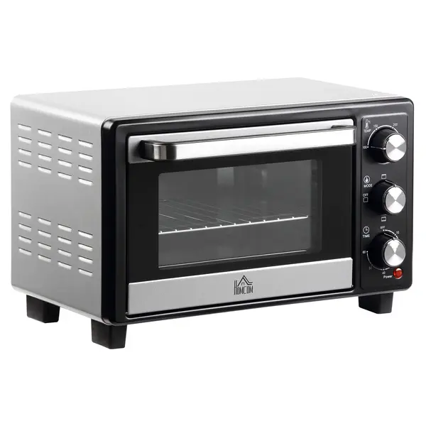 Cuptor Electric HOMCOM 16L Temperatura Reglabila, Accesorii Incluse, Argintiu Negru 44x32x28.1cm | Aosom RO