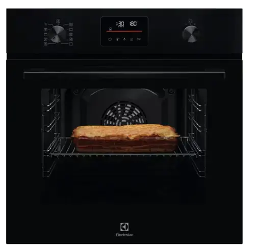 Cuptor electric multifunctional Electrolux LOF4P06BK, 10 functii, Convectie, Autocuratare pirolitica, Timer cu display electronic, Usa cu 4 straturi de geam, 25 de programe predefinite, Grill, Blocare de siguranta pentru copii, 65 litri (Negru)