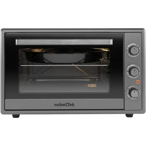 Cuptor electric NobeLTek NLT FSO60X, 60L, 2000W, grill, timer, termostat, sticla dubla, ventilator, iluminare (Gri/Inox)