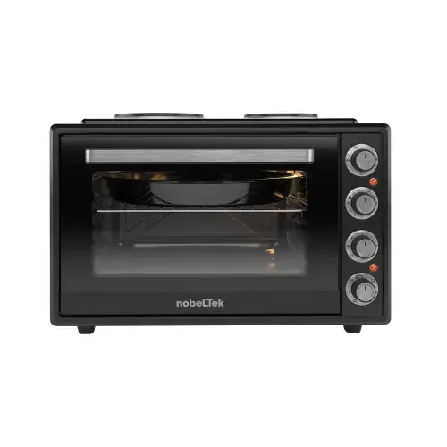 Cuptor electric NobeLTek NLT FSOHP60BK, 60L, 2000W, plite electrice 1500w + 1000w, grill, timer, termostat, Sticla dubla, Ventilator, Iluminare (Negru)