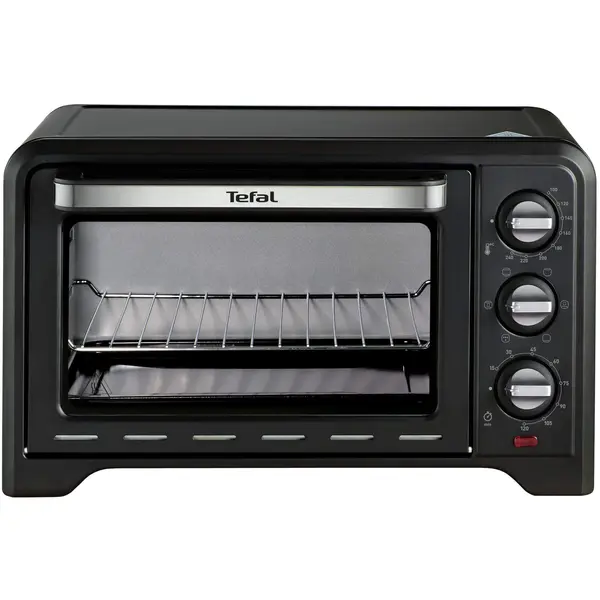 Cuptor electric Tefal Optimo OF444834, 1380 W, tehnologie convectie, 6 programe, 240°C, temporizator, invelis interior antiaderent, 2 accesorii incluse, 19 L, negru