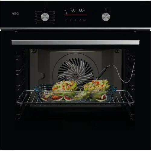 Cuptor incorporabil AEG OA5CB531AB, Electric, SteamBake-gatire cu abur, Autocuratare catalitica, Conectivitate WI-FI, 45 programe predefinite, Inchidere amortizata a usii, Grill, Senzor gatire, Ghidaj telescopic pe 1 nivel, 71 L, Clasa A+ (Sticla neagra)