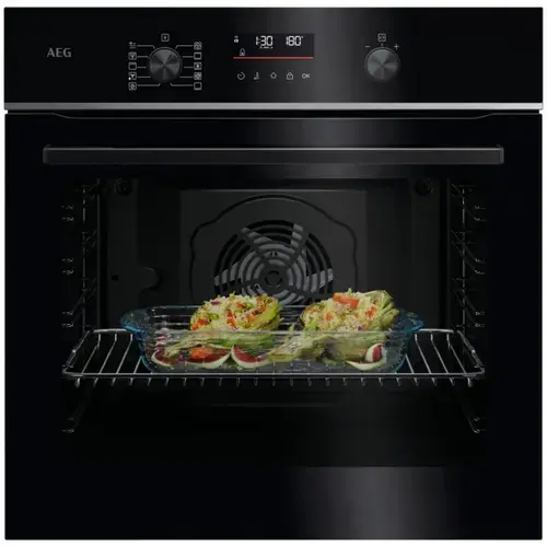 Cuptor incorporabil AEG TU5PB431SB, Electric, 72 l, Conectivitate WI-FI, Autocuratare pirolitica - 3 moduri, 45 de programe predefinite, Afisaj digital, Grill, Ghidaj telescopic pe 1 nivel, Senzor gatire, Clasa eficienta energetica A++, Sticla (Negru)