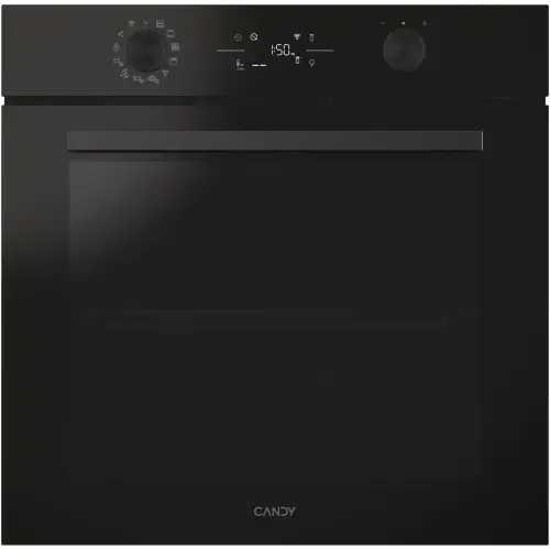 Cuptor incorporabil Candy Titanium CA6 N5B3LYTB, Electric, 78 litri, Curatare Pirolitica & curatare cu abur, WiFi, Tehnologie STEAM Lite, 13 functii, Raft telescopic, Clasa A++ (Negru)