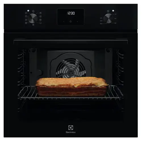 Cuptor incorporabil multifunctional Electrolux LOF3H10K, Electric, 72 l, Clasa A+, 9 functii, Convectie, Timer electronic, Grill, Ghidaj telescopic pe 1 nivel, 2 tavi emailate + 1 gratar (Negru)