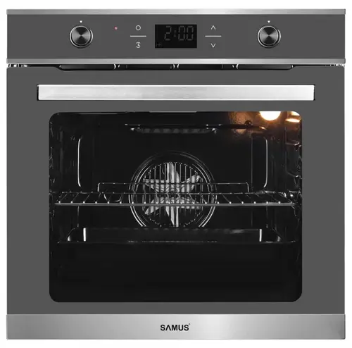 Cuptor incorporabil Samus SC626GDX9 GRAY, Electric, 75 L, Ventilator cu aer cald, 9 functii de preparare, Semi grill, Putere cuptor 2800 W, Functie dezghetare, Pizza (Gri)