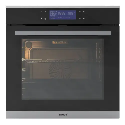 Cuptor incorporabil Samus SC632GDT13, 74 l, 13 functii + gatire 3D, Grill electric, Ventilator, Timer digital, Curatare catalitica (Negru)