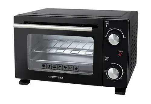 Cuptor mini electric Esperanza EKO007N, 10 l, 800 W, Tava grill, Tava pizza (Negru)