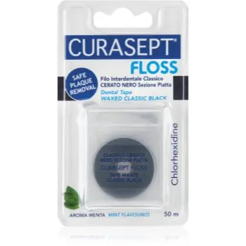 Curasept Dental Tape Waxed Classic Black bandă dentară cerată antibacterial